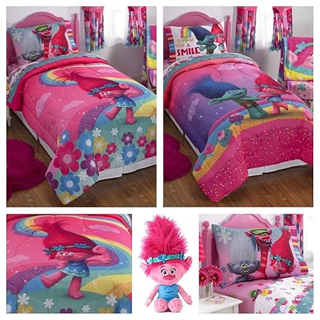 Trolls Girls Complete Bedding Comforter Set With Poppy Plush
