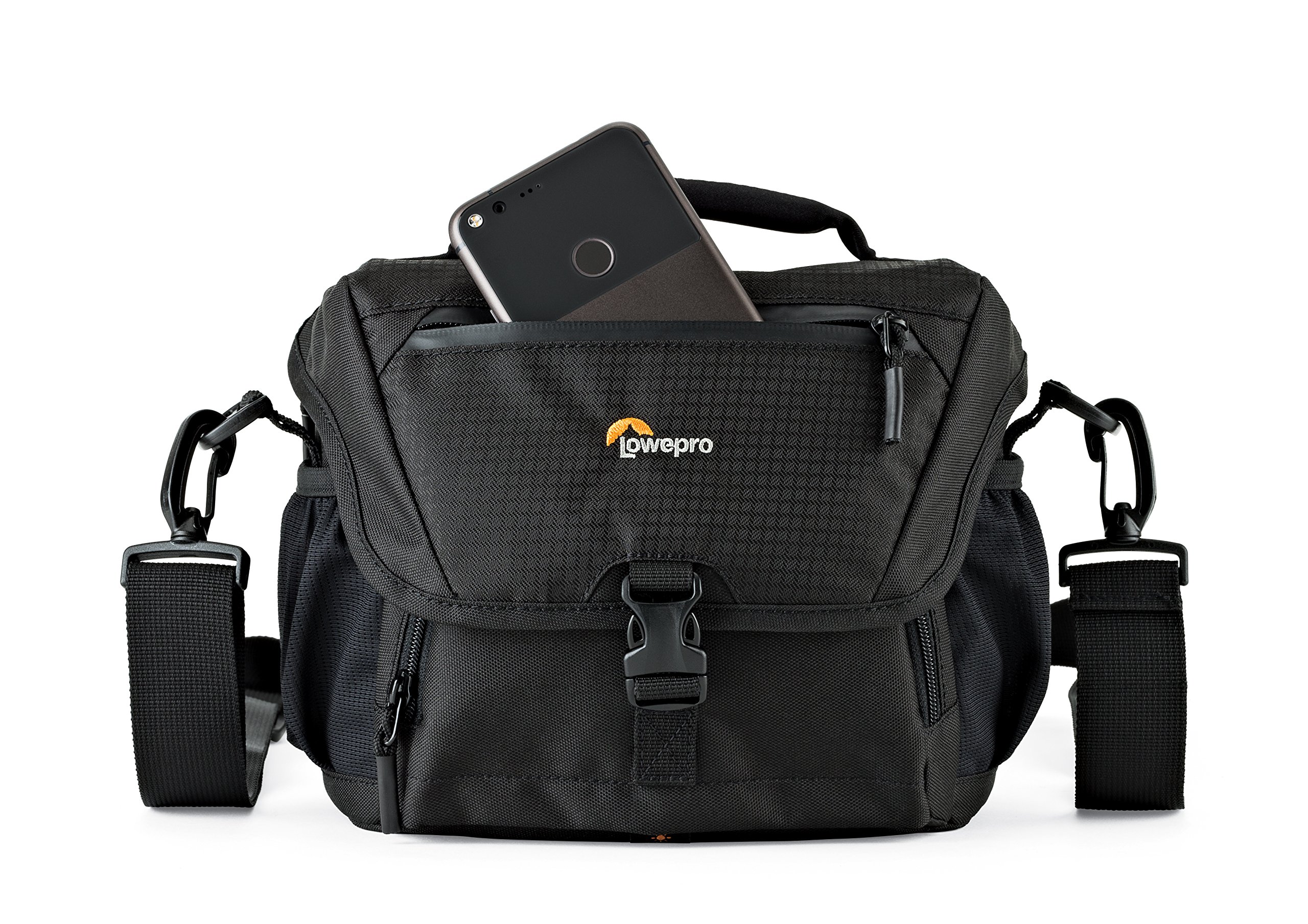 Lowepro LP37119-PWW, Nova 160 AW II Camera Bag, Customizable, Portable, Fits DSLR With Attached Lens, Compact Drone, 1-2 Additional Lenses, Flash, Black
