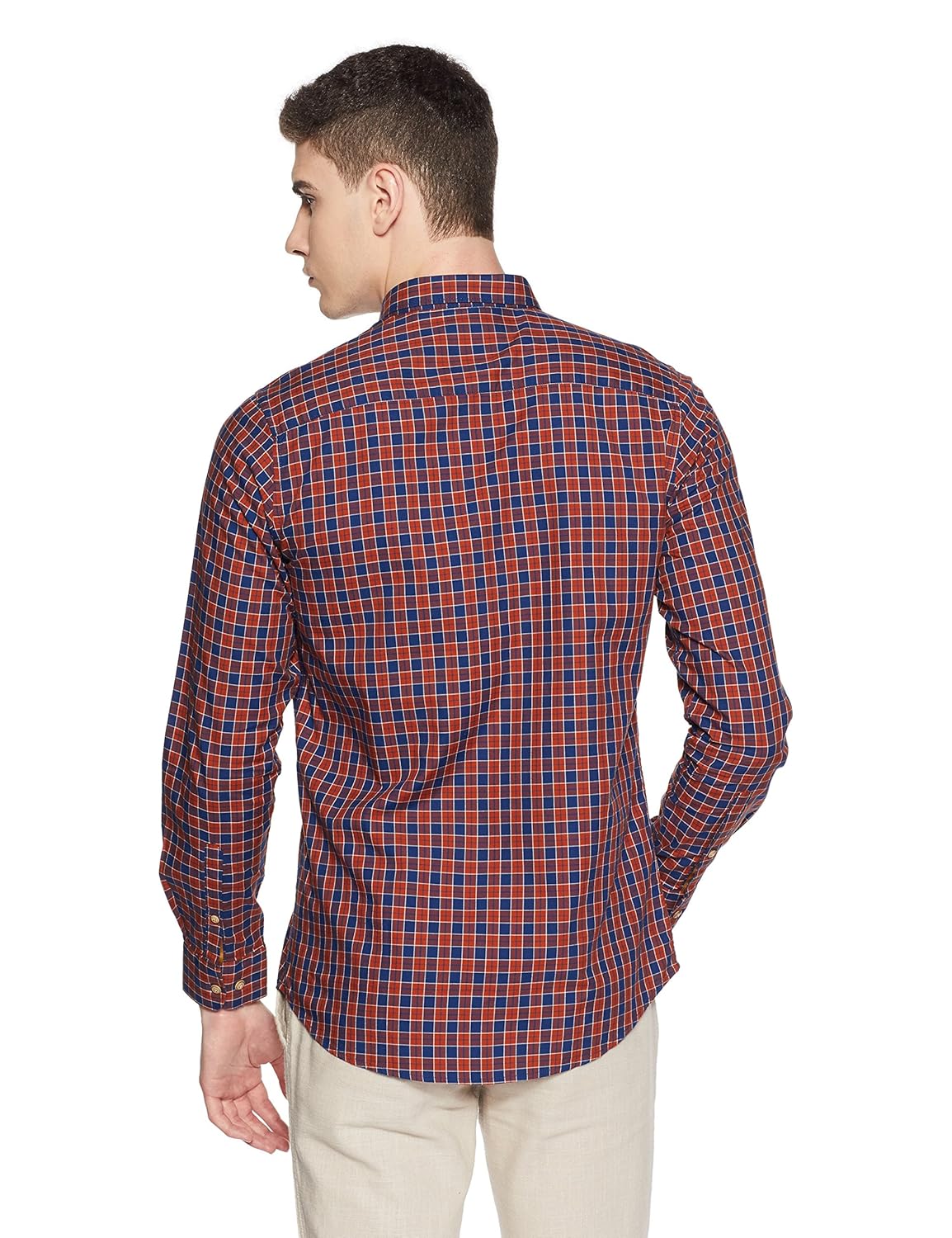 allen solly men's checkered regular fit cotton casual shirt