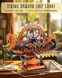 ROBOTIME LK802 Viking Dragon Ship Mechanical Wooden