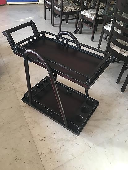 Hansa Wooden Teakwood Serving Trolley (2 Tier) with Caster Wheels.