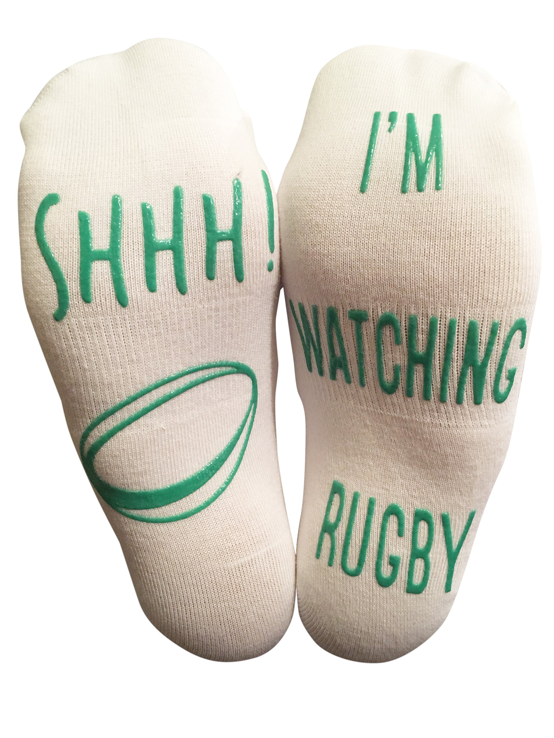 SHHH I'm Watching Rugby' Funny Pair of Ankle Socks For Rugby Fans