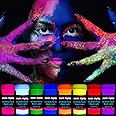 neon nights 8 x UV Body Paint Set | Black Light Glow Makeup Kit | Fluorescent Face Paints for Halloween Blacklight Bodypainti