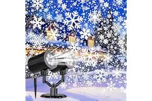 Christmas Projector Lights Outdoor, GUSODOR Dynamic Snowflake Projector IP65 Waterproof 360°Rotating LED Projection Lights for Indoor Outdoor Christmas Decoration, Holiday, Yard Decor-Dual-Head B