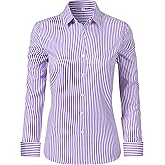 Ruisin Super Soft Wrinkle Free Button Down Shirts for Women Solid Long Sleeve Striped Formal Work Dress Blouses Tops