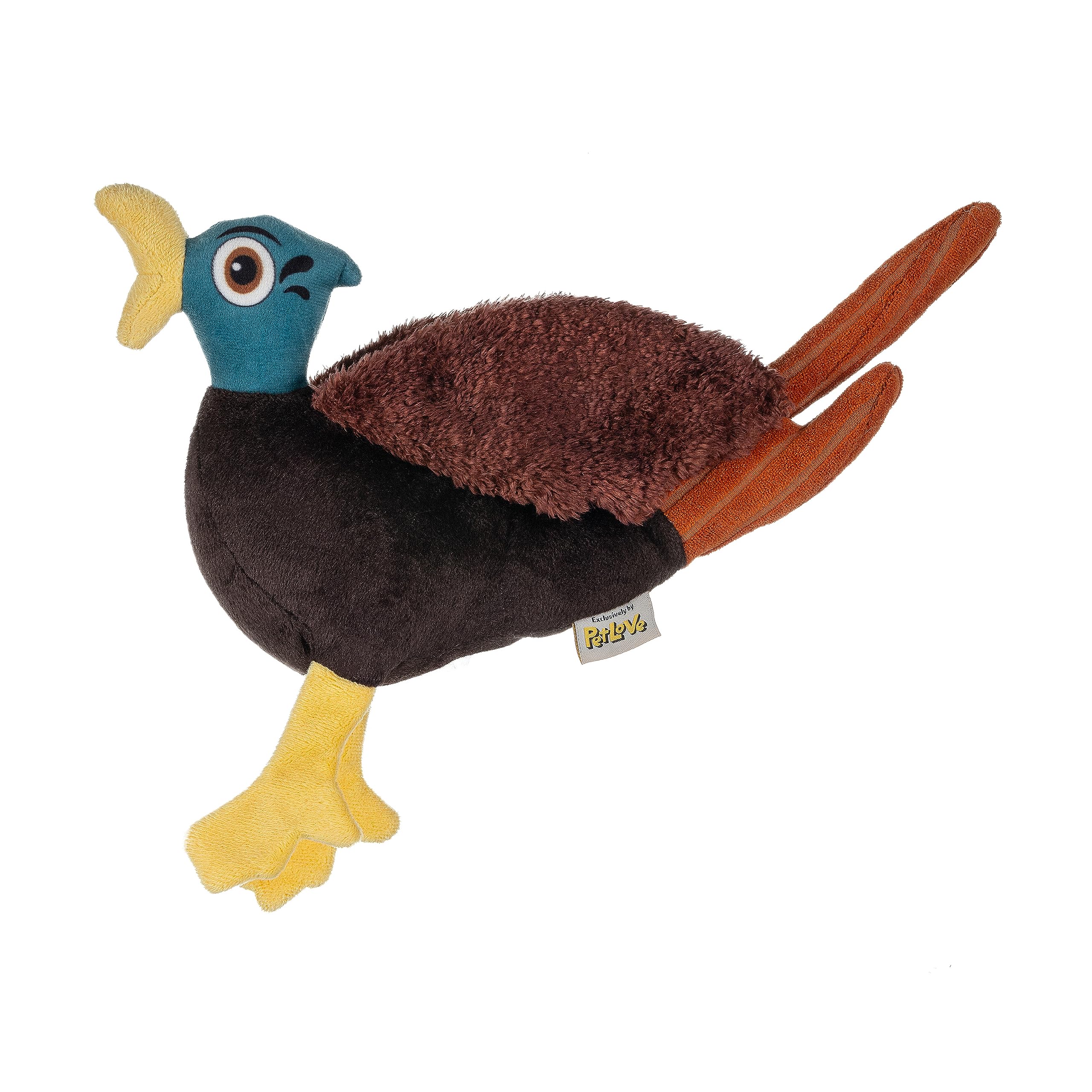PetLove Hunt n Squeak Pheasant, Plush Dog Puppy Toy with Natural Rubber Bio-Degradable Squeaker, and Crinkle Paper Sound, Made from Safe Non-Toxic Materials, for Chase and Carry Games