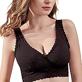 Luna & Sun Women Wirefree Soft Simple Comfortable Design Floral Lace Bralette