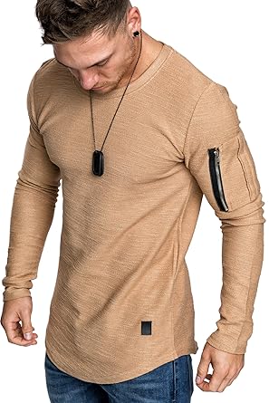 Amaci&Sons Oversize Vintage Herren Pullover Cargo-Style Hoodie Sweatshirt Crew-Neck 6067