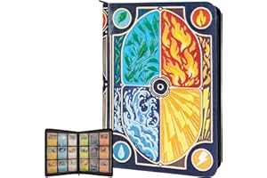 LYNX 3D Card Binder for Pokemon - Stunning 3D Raised Elemental Design in PU Leather with Zipper - Includes 9 Pocket Pages for 360 Cards. Great Sleeve Album/TCG Holder/Trading Card Collection Book Gift.