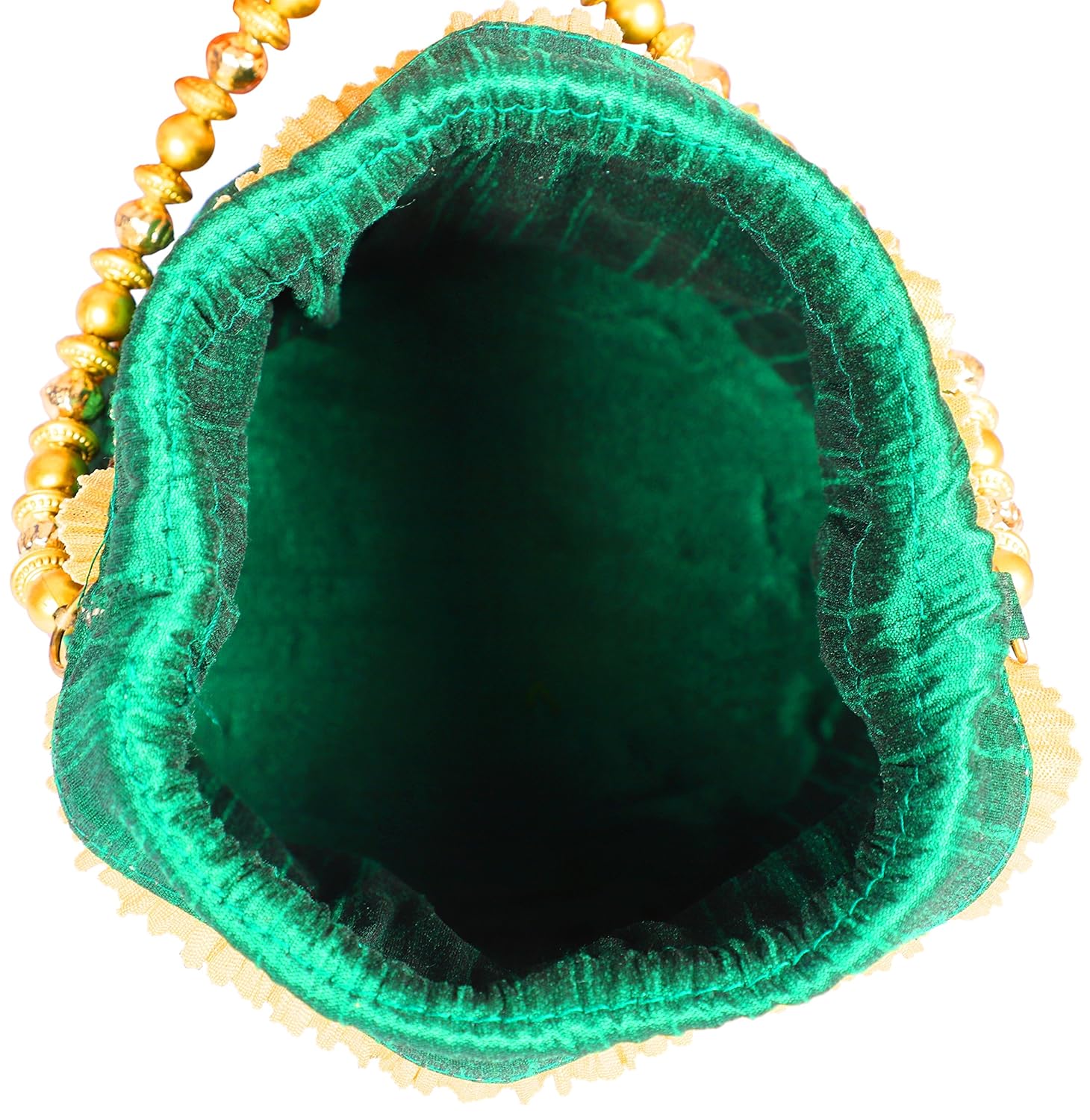 bombay haat women's silk ethnic rajasthani potli bag(green)