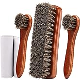 Unekez 4-Piece Horsehair Shoe Brush Shine Kit, Shoe Polish Kit, Leather Shoes Boot Cleaning Brush Care Clean Dauber Applicators