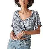 Lucky Brand Womens Women's Printed Surplice Top