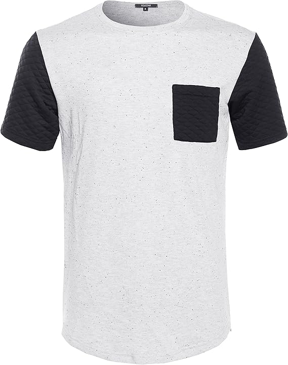Youstar Men's French Terry Short Sleeve T-Shirt w/Quilted Pocket at Amazon Menâs Clothing store