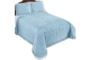 Collections Etc Soft & Luxurious Diamond Pattern Bella Chenille Bedspread - Bedroom Home Decor - Machine Wash, Polyester - Choose Twin, Full, Queen, King