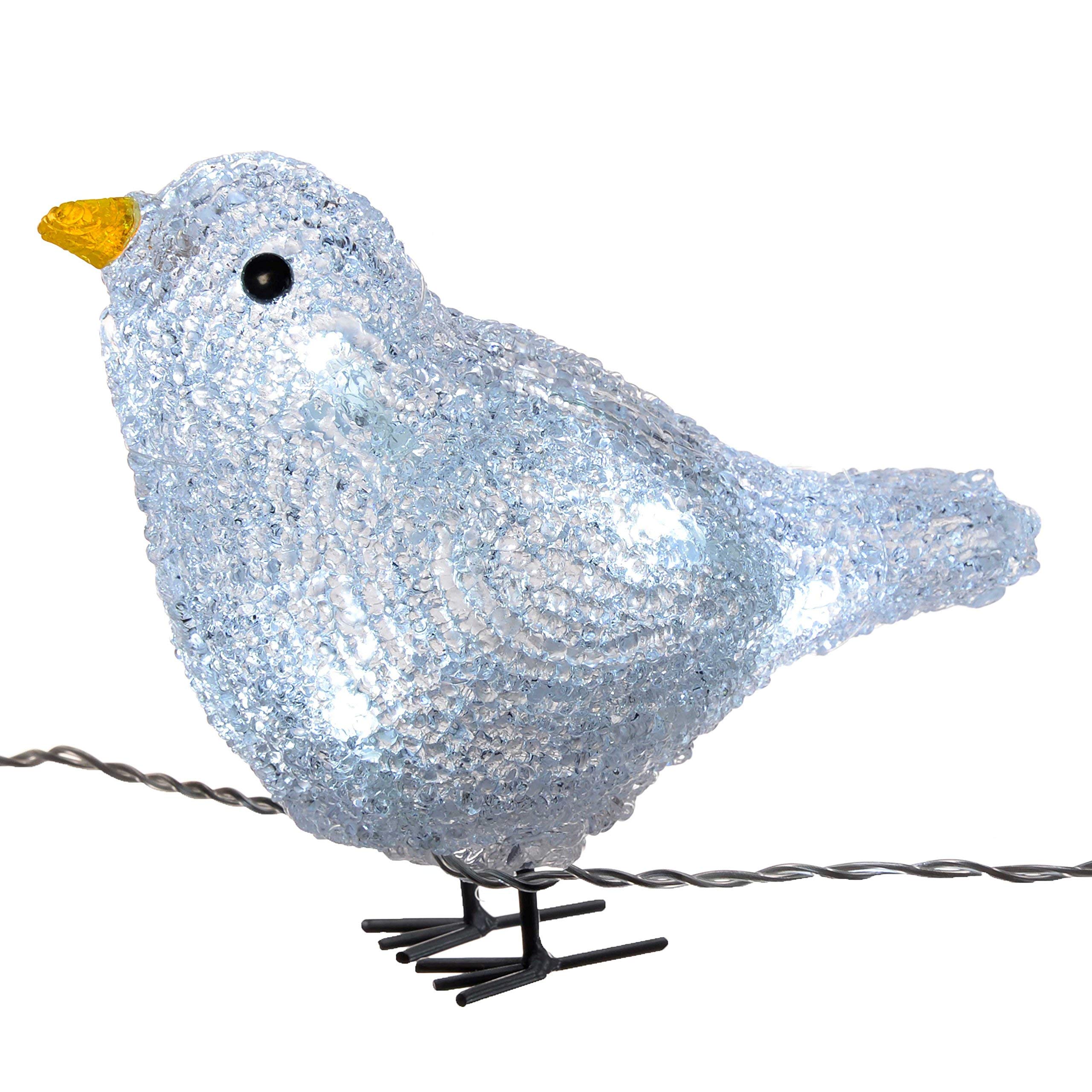 WeRChristmas LED Bird Lights Christmas Decoration, 15 cm - White, Set of 5