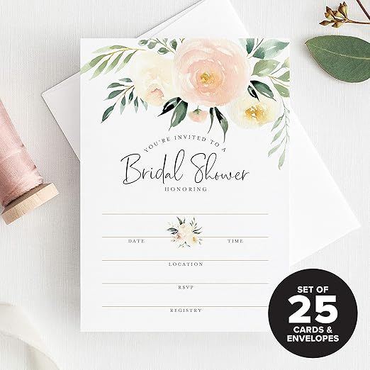 Amazon Com 25 Bridal Shower Invitations With Envelopes Coral