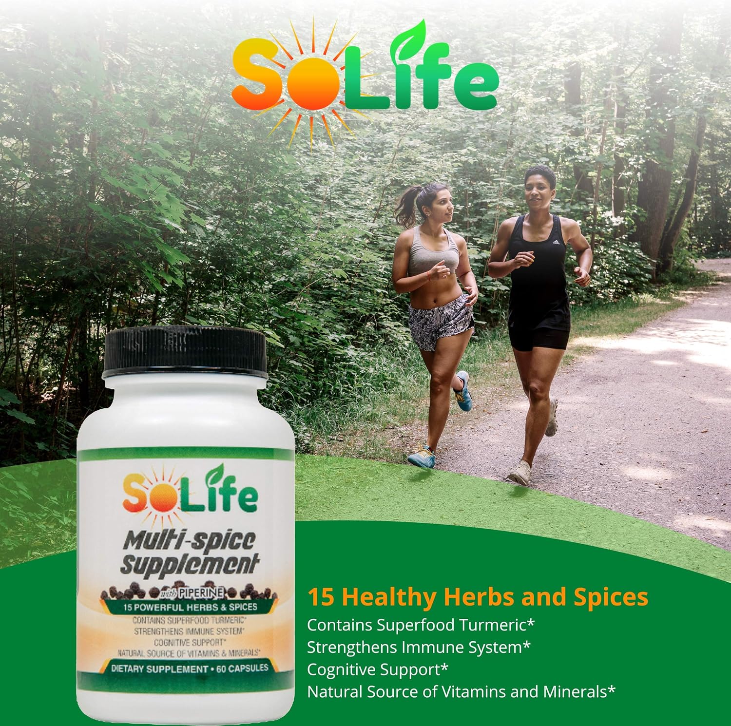 Multi-spice Supplement - Ginger Turmeric Supplement, Black Pepper Extract Garlic Rosemary Cardamom Thyme Parsley Cayenne & More Capsules 1000 mg pills: Health & Personal Care