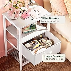 Huuger Night Stand with Fabric Drawer, Side Table