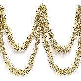 Anderson's Metallic Gold & Silver Tinsel Twist Garland, 25ft Holiday Decoration, Christmas Tree Trim, Parade Float Decor, Party Supplies, Halloween, Graduation, Indoor/Outdoor Event Garland