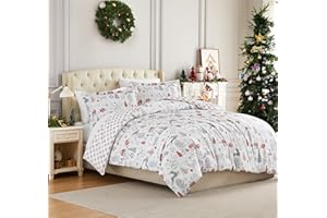Southshore Fine Living, Inc. Christmas Bedding Sets, Queen/Full Winter Duvet Cover w/2 Pillow Shams, Reversible Holiday Bedding Set, Fits Queen/Full Duvet Inserts - Retro Christmas Tree Print