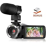 Camera Camcorder,Onshowy Remote Control Infrared Night Vision Handy Camera HD 1080P 24MP 16X Digital Zoom Video Camera with Microphone and 3.0" LCD 270 Degree Touchscreen and 2 Batteries (Black)
