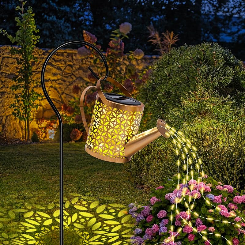 Lysliv Solar Watering Can Lights Outdoor Garden Retro Metal Hanging Lantern