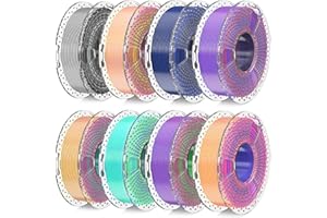 SUNLU 3D Printer Filament Bundle, Silk Filament Multicolor, Individually Vacuum Packed, Dual Color*5, Triple Color *3, 2kg in Total