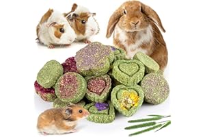 Sofier 20Pcs Timothy Hay Treats - Natural Chews for Teeth - Handmade Rabbit, Chinchilla, Gerbil, Rat, Hamster Toys - Bunny & Guinea Pig