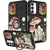 Funermei for Samsung Galaxy A16/A17 5G Case with Ring Stand, Mushroom Skull | Silde Camera Protection,Dual-Layer Hard PC Protection, Cute Girly Phone Cover for Women Girls