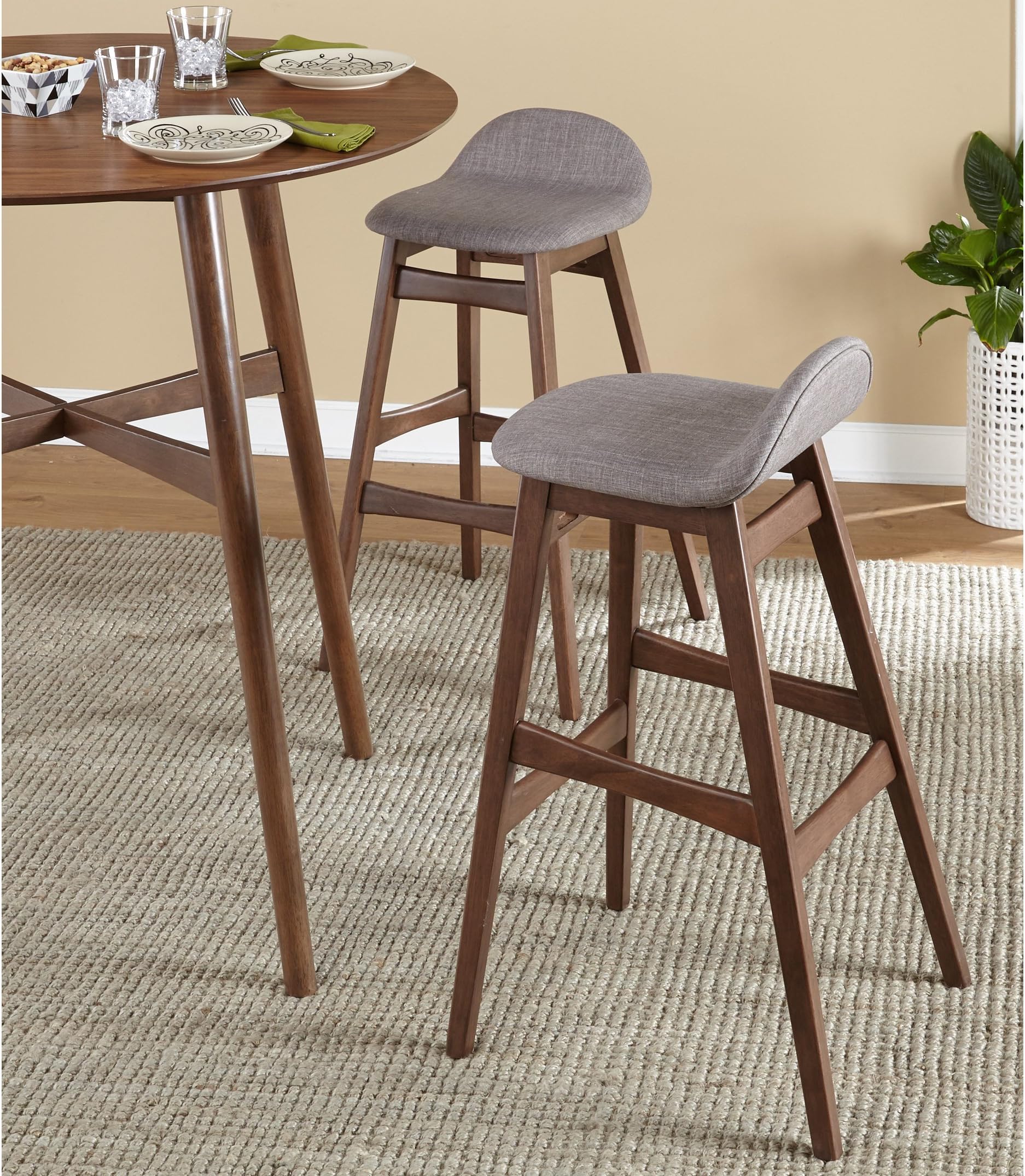 MattsGlobal Mid-Century Modern 30-inch Barstool (Set of 2) (Grey)