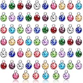 Hicarer 108 Pieces Crystal Birthstone Charms DIY Jewelry Necklace Bracelet Beads Pendant with Rings Mixed Handmade Round Crystal Charm for Earring Making Supplies, 7 mm, 12 Colors