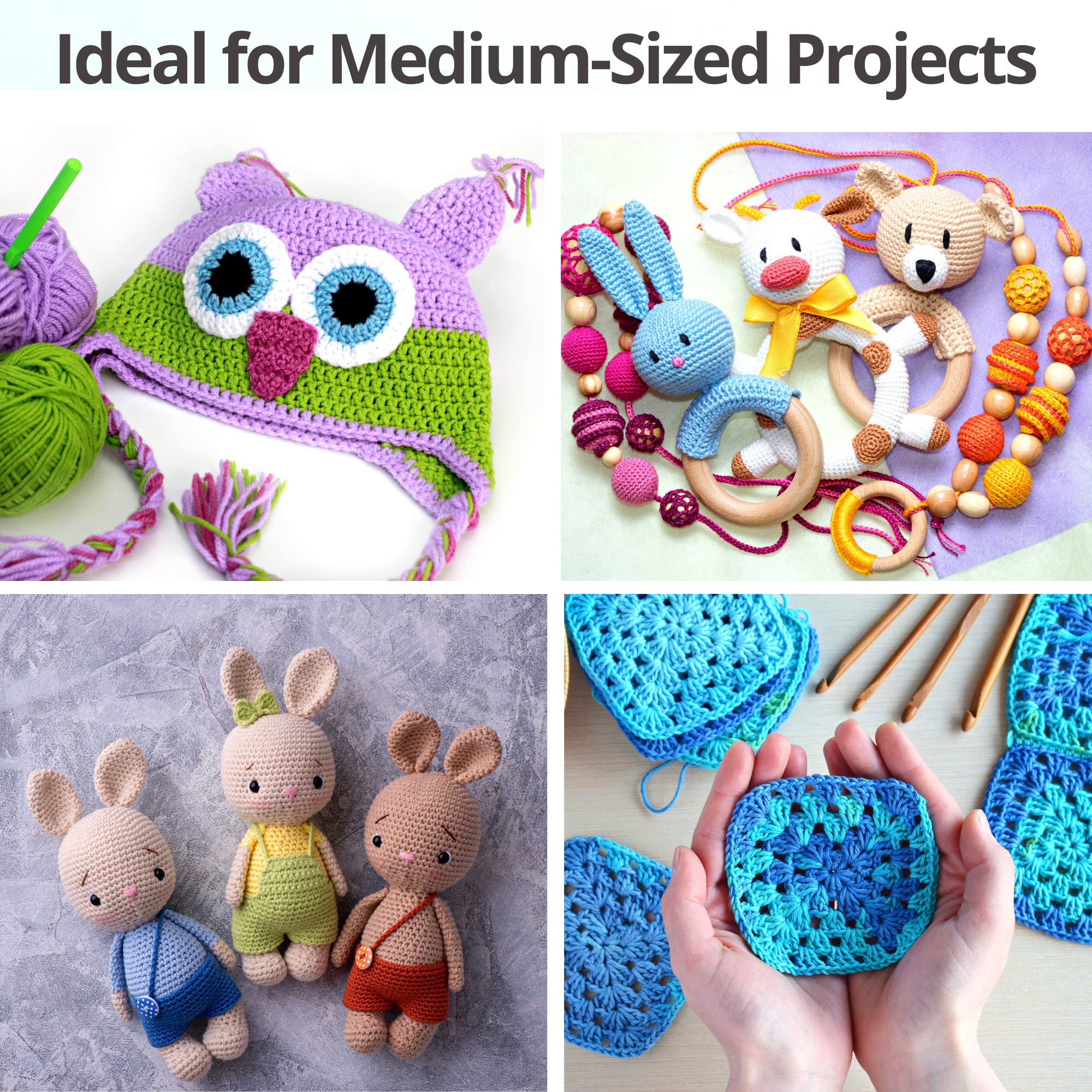 Piccassio Crochet Kit for Beginners Adults and Kids – Your Complete Starter Set to Make Amigurumi and Other Projects – Includes 20 Colors Yarn, Hooks, Book, and Bag