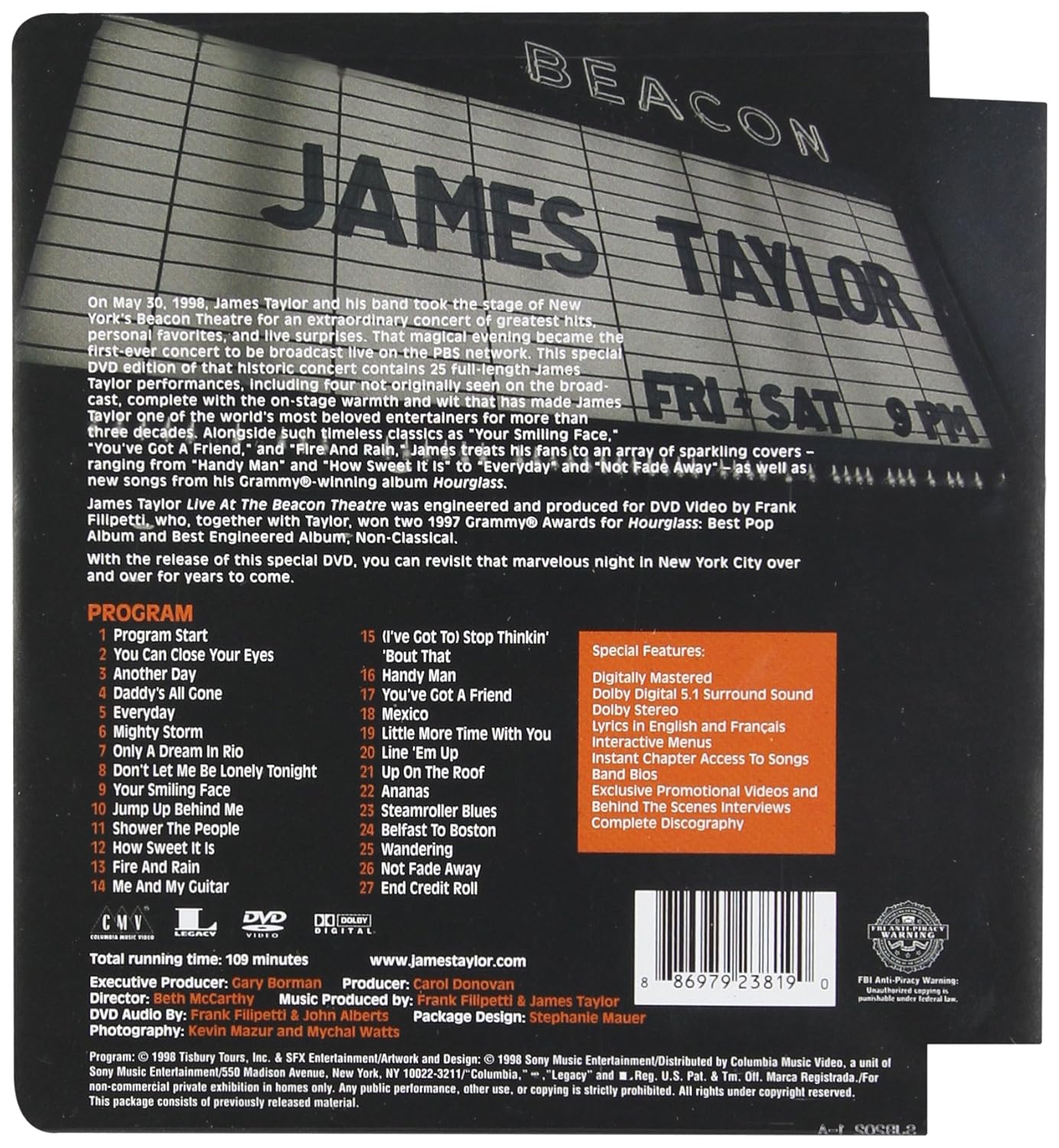 Live At The Beacon Theatre Sjbx Dvd Region 1 Ntsc Us Import Amazon De Dvd Blu Ray