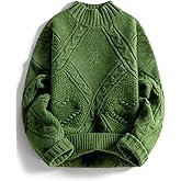 Aelfric Eden Women's Oversized Cable Knit Chunky Sweater Mock Neck Long Sleeve Heart Knit Pullover Sweater 2025 Fall Outfit