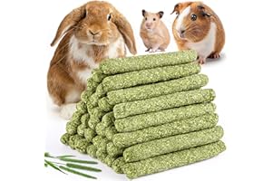 Sofier 40Pcs Timothy Hay Sticks 380g for Rabbit, Guinea Pig, Hamster - Natural Treats and Chews for Teeth - Chinchilla, Rat, Gerbil