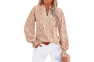 MASCOMODA Womens V Neck Floral Long Sleeve Tops 2025 Summer Casual Loose Puff Sleeve Chiffon Boho Work Blouse Dressy T Shirts