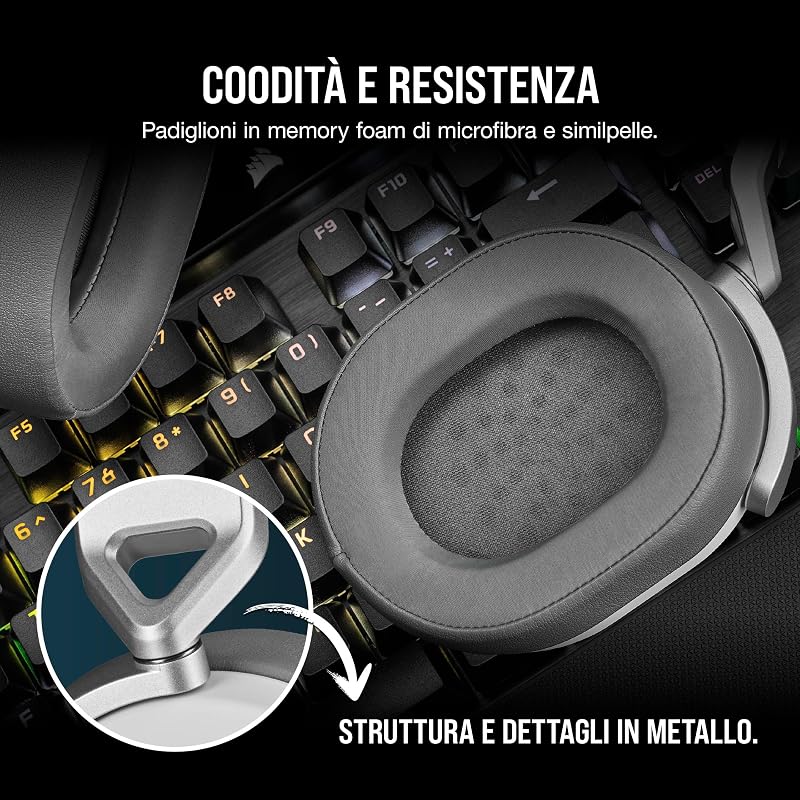 HS65 SURROUND Cuffie Gaming Cablate 7.1 Multipiattaforma – Bianco