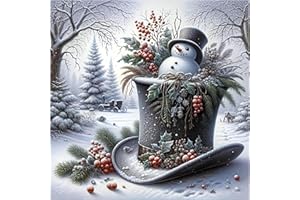 NEGEKFKX Snowman Stamped Cross Stitch Kits for Adults - Embroidery Kits for Beginners Adults,11 CT Patterns Dimensions Counted Cross Stitch Kits for Adults Arts Craft 14x14 inch