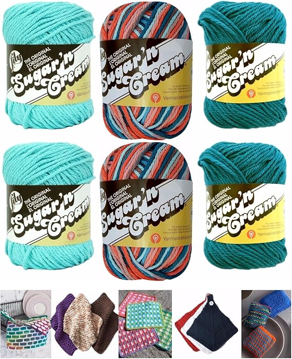 Variety Assortment Lily Sugar'n Cream Yarn 100 Cotton