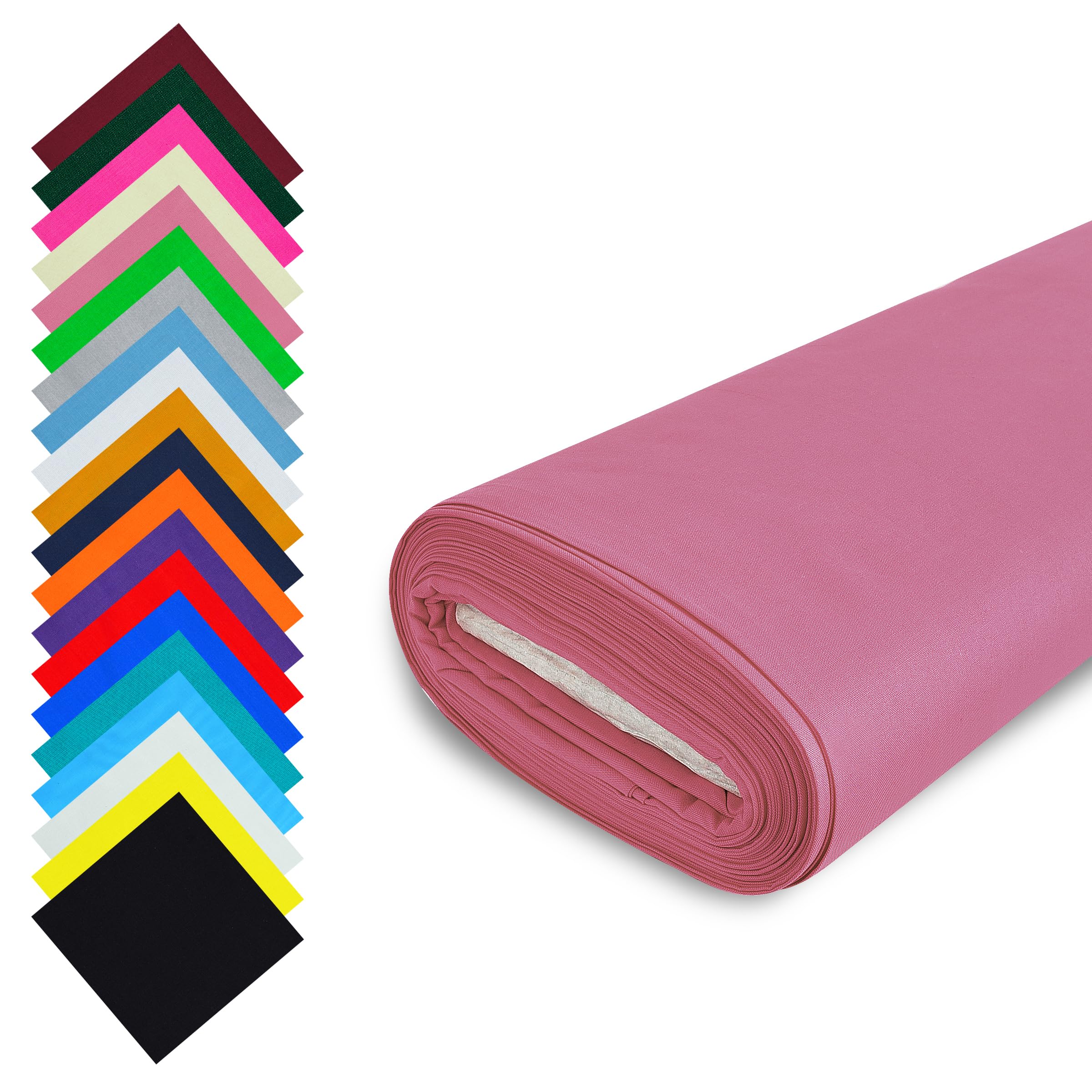 Fashion Track Dusky Pink Fabric Cotton by The Metre UK - 58 Inches / 147.5 cm Wide - 100% Cotton Fabric Plain - 60 Square - Available in 20 Colours and 5 Sizes (2 Metre, Dusky Pink) — image 1