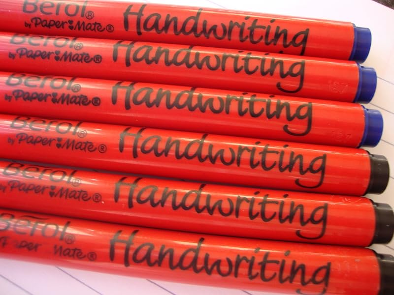 Berol Handwriting Pens 6 Pack Mixed Black Blue 3 Each