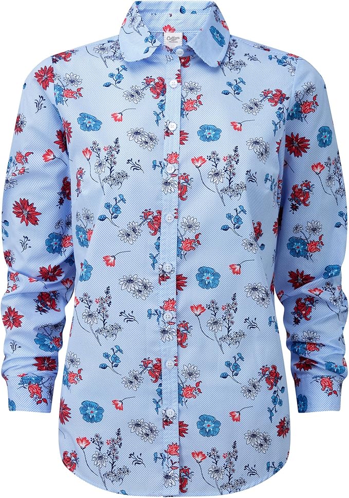 Cotton Traders Long Sleeve Crease Resistant Shirt 20 Floral Amazon.co