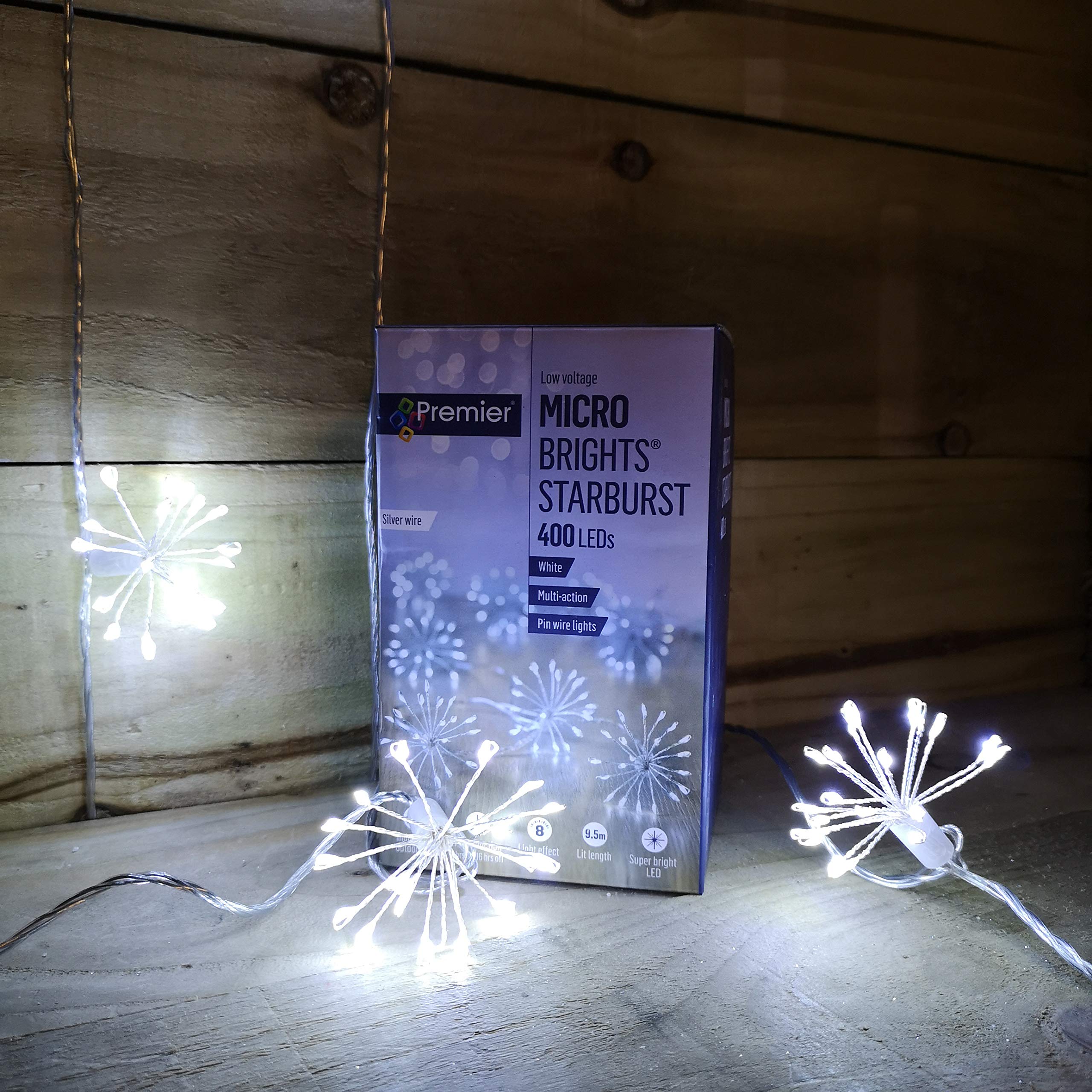 Premier Micro Brights White Starburst 400 Multi Action Christmas LEDs with Timer
