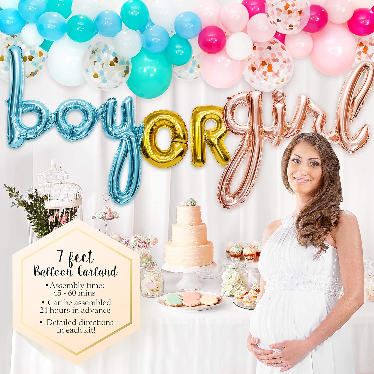 Dsaren 102 Piezas Gender Reveal Party Fiesta Para Sexo Del Bebe Decoracion Con Banner Nino O Nina Globo Rosado Azul Confeti Photo Booth Cupcake Toppers Baby Shower Decoracion Para Fiestas Pancartas Guirnaldas