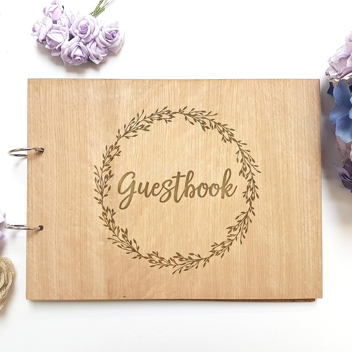 Wedding Guest Book Wooden Rustic Guestbook For Party Weddings Reception Blank 30 Pages 60 Sides Amazon Co Uk Handmade
