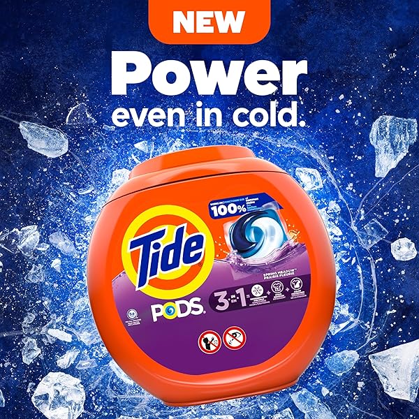 TIDE PODS LAUNDRY DETERGENT PACS, SPRING MEADOW SCENT, 112 COUNT, CONCENTRATED LAUNDRY SOAP DETERGENT, STAIN REMOVER AND COLOR PROTECTOR, TIDE PODS LAUNDRY DETERGENT