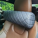LoyaGour Car Neck Pillow for Pain Relief,Cars Seat Long Back Cervical Neck Support Pillow,Car Side Travel Headrest Round Roll Log Cylinder Pillows for Driving Seat,Memory Foam(Black)