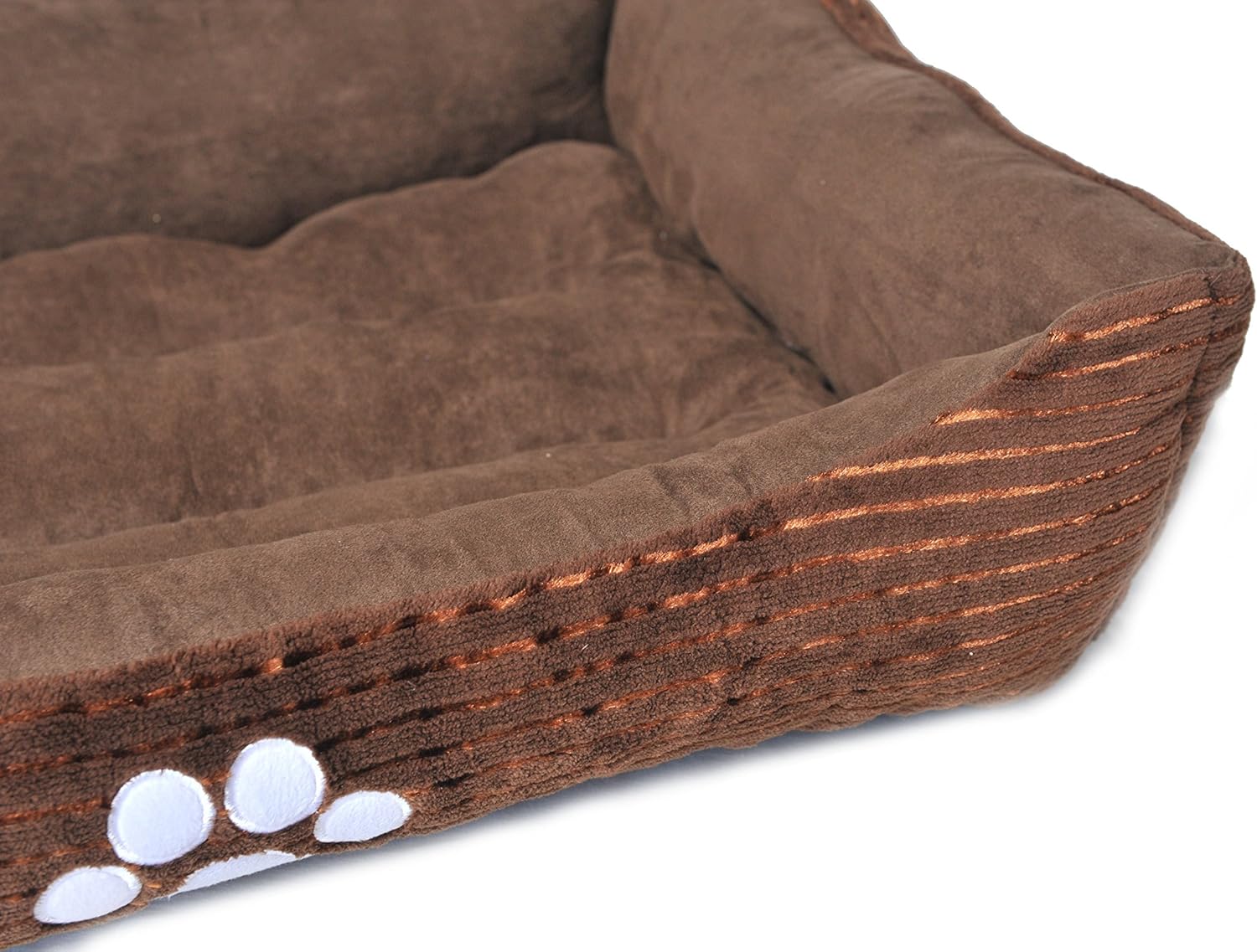 Long Rich Reversible Rectangle Pet Bed Dog Bed with Dog Paw Embroidery