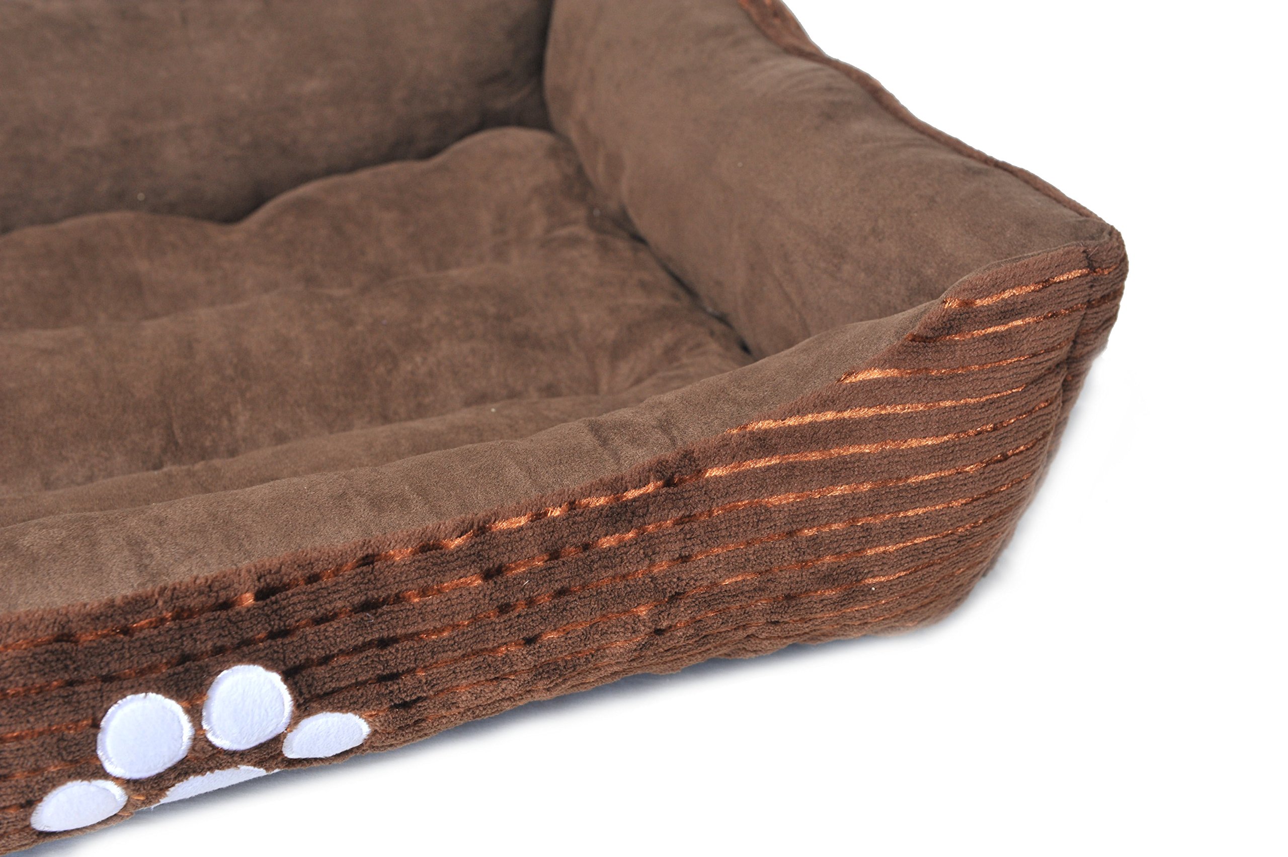 Long Rich Reversible Rectangle Pet Bed Dog Bed with Dog Paw Embroidery