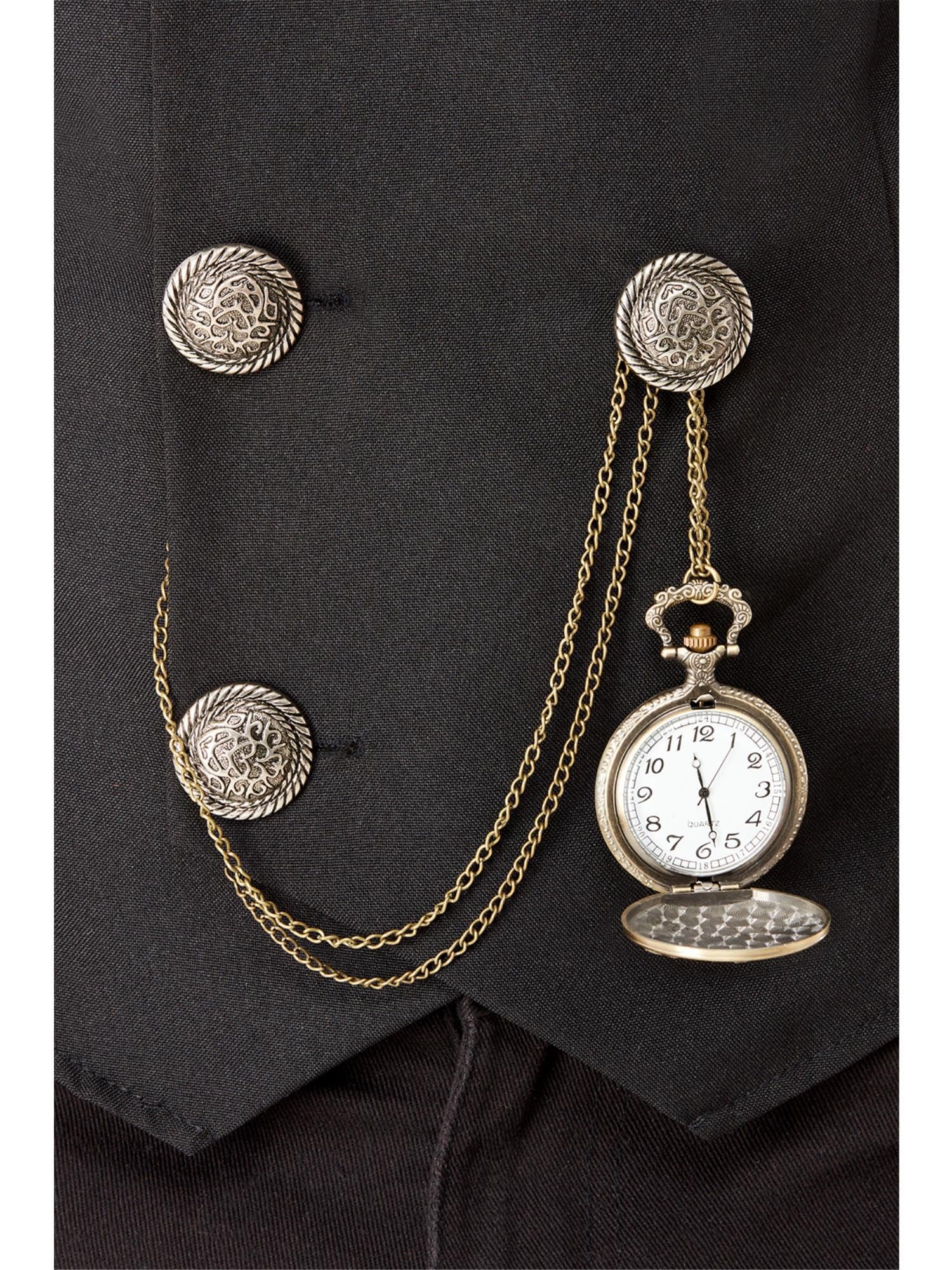 Smiffys 20s Pocket Fob Watch, Assorted Designs Non Functioning, with Chain, 1920's Razzle Fancy Dress, 1920s Dress Up Accessories